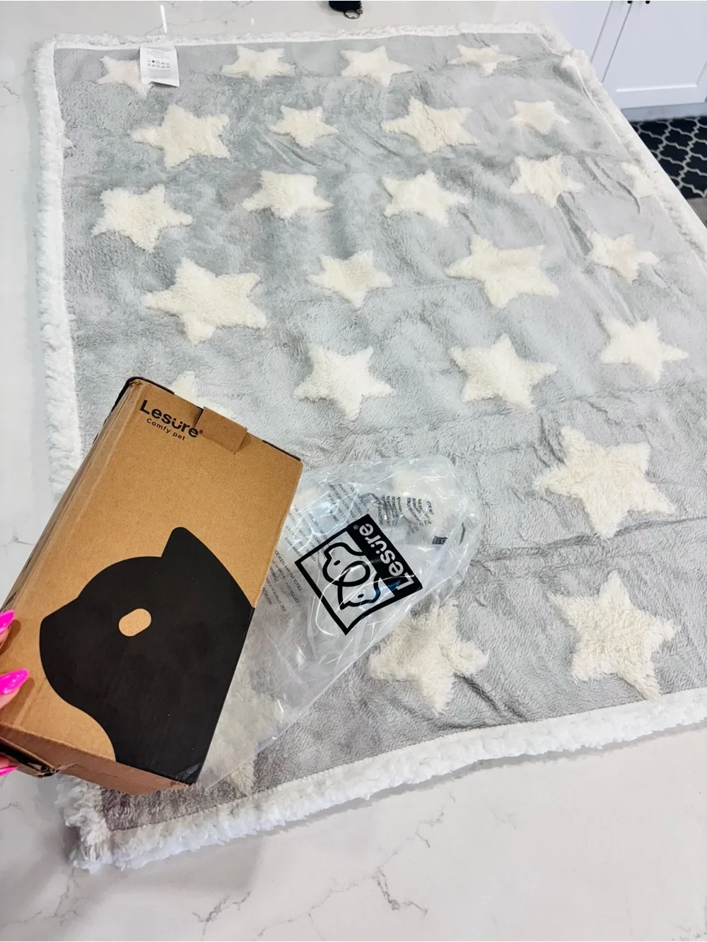 WATERPROOF GREY STARS PET BLANKET BEDSURE